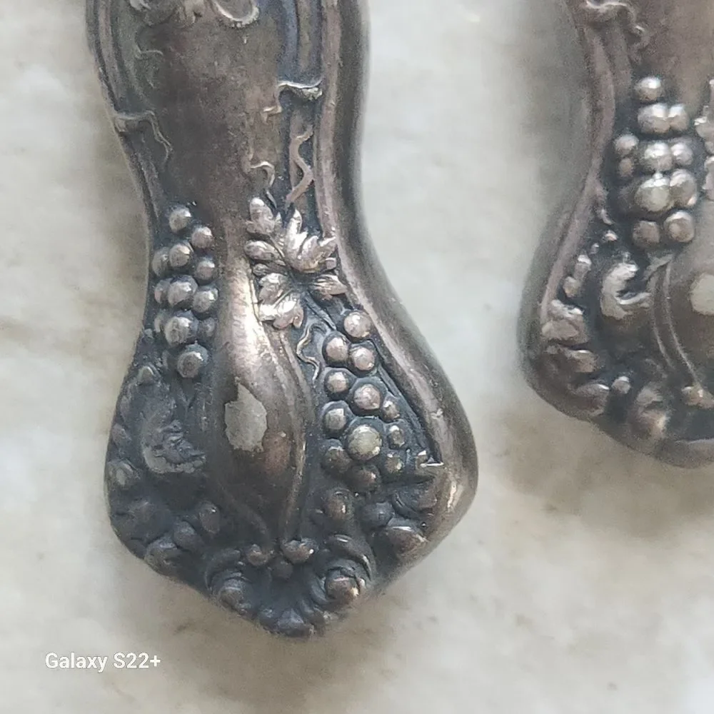Vintage Serving knife and fork with grape vine style and small ladle
